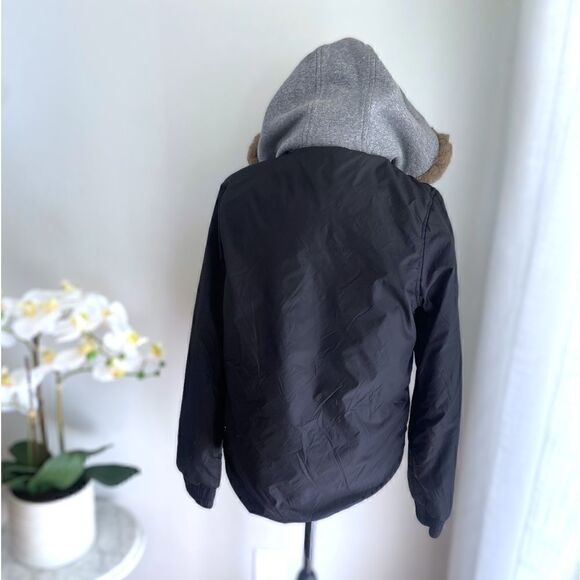 Roxy Hooded Jacket Faux Fur Sherpa Full Zip Black Size M - Picture 5 of 15